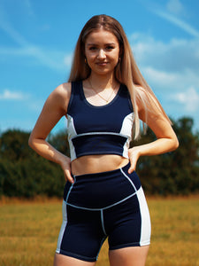 KB Sunkissed Cropped Tank in Navy-White