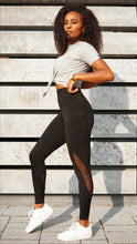 Load image into Gallery viewer, KB Strong Leggings in Black with Mesh Detail